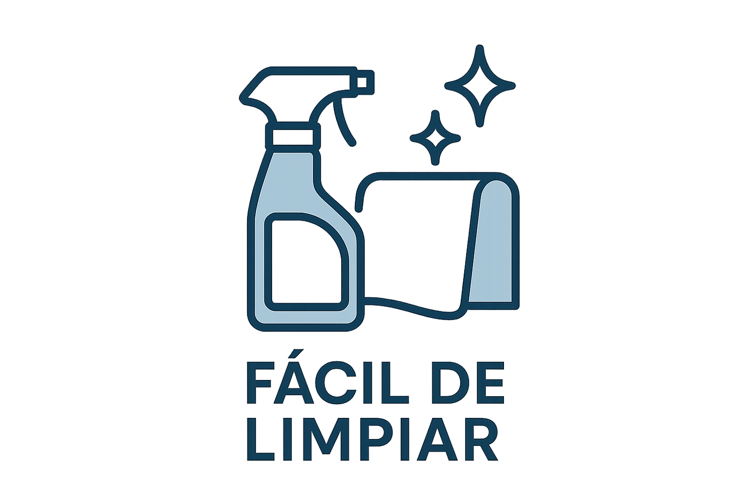 HAZME EL ICONO DE LIMPIEZA Y DEBAJO "FÁCIL DE LIMPIAR"